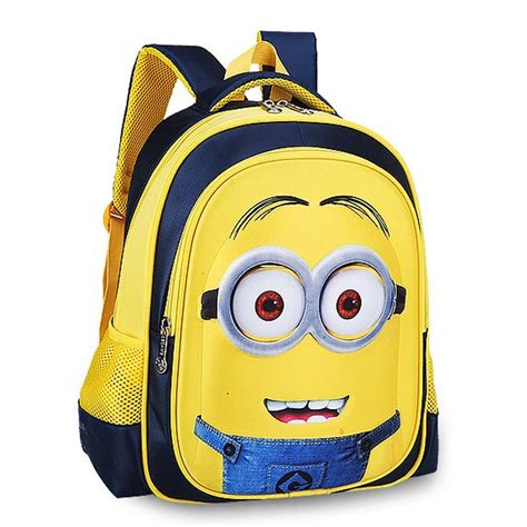Cute Minions Childrens Backpack Boys Animation Cartoon School Bags For