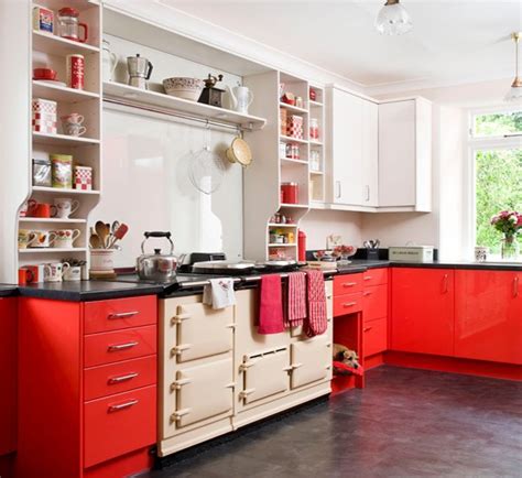 desain dapur modern warna merah rancangan desain rumah minimalis