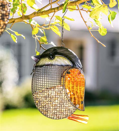 Glass Chickadee Hanging Mesh Bird Feeder Bird Feeders Birds And