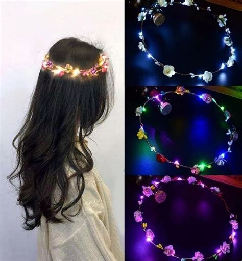 50 Coronas De Flores Luz Led Luminosa Tiara Diademas Mayoreo Meses