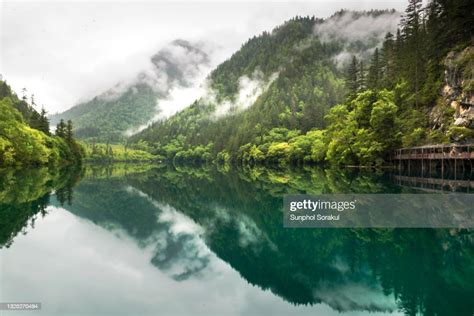 Crystal Clear Glazier Water At Xiongmaohai Or Panda Lake Jiuzhaigou