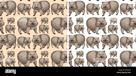 Seamless Background Design With Wombats Illustration Stock Vector Image