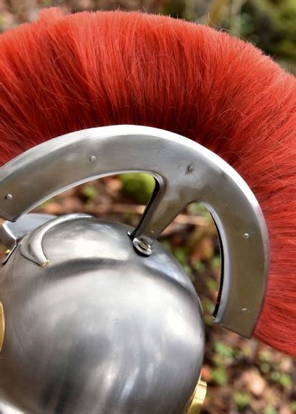 Roman Centurion Helmet With Plume And Leather Liner Steel Battle