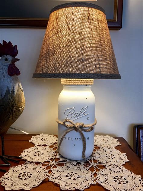 Mason Jar Lamp Table Lamp Country Rustic Lamp Farmhouse Etsy