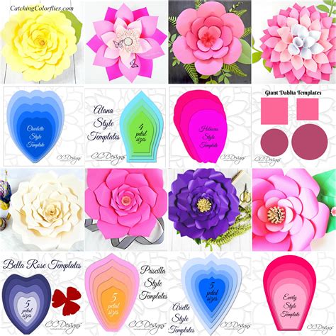 Easy Giant Paper Flowers Templates And Tutorials Diy Flower Etsy