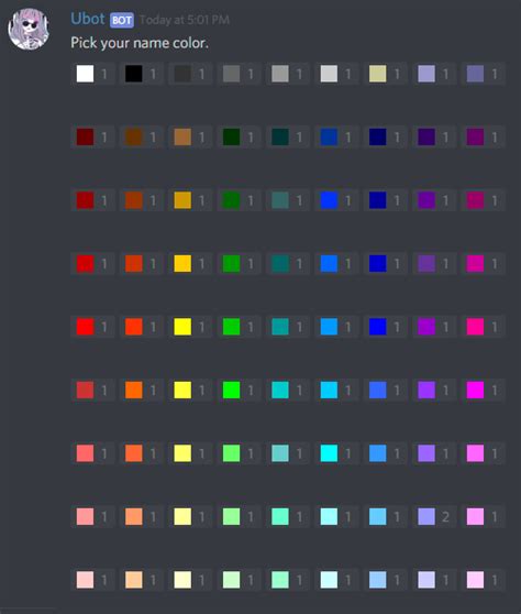 Discord Role Color Codes