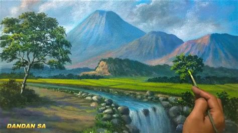 cara melukis pemandangan gunung lukisan pemandangan alam akrilik tutorial 89 youtube