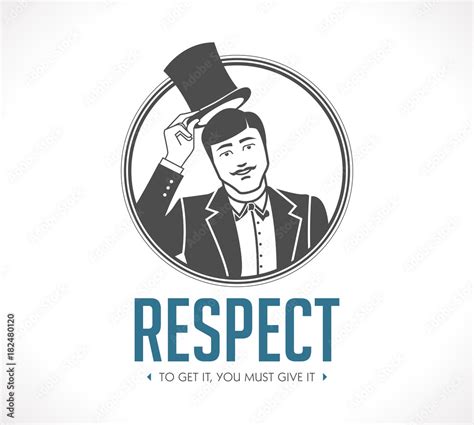 Respect Logo Concept Sign Man Taking Off His Hat Icon Stock ベクター