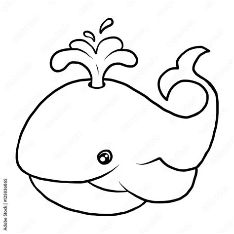 Whale Cartoon Vector And Illustration Black And White Hand Drawn