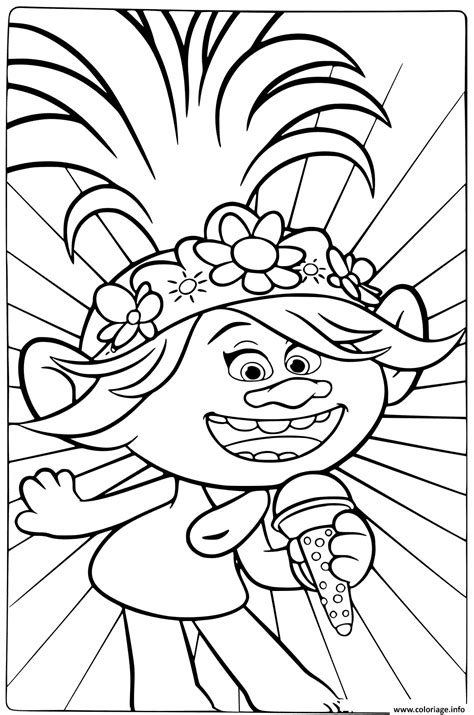 Coloriage Trolls 2 World Tour Sing A Beautiful Song Dessin Trolls à