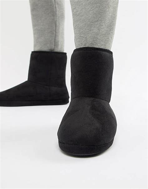 Asos Design Slipper Boots In Black Asos