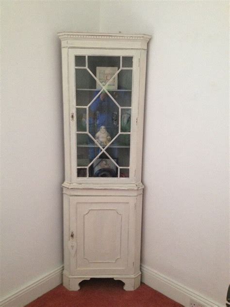 Shabby Chic Corner Unit Cabinet Finished In White Chalk Paint And