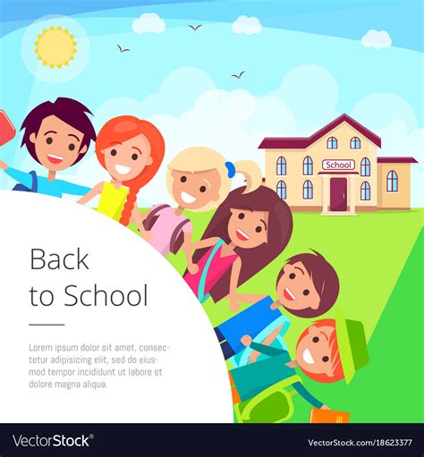 Back To School Cartoon With Kids Royalty Free Vector Image