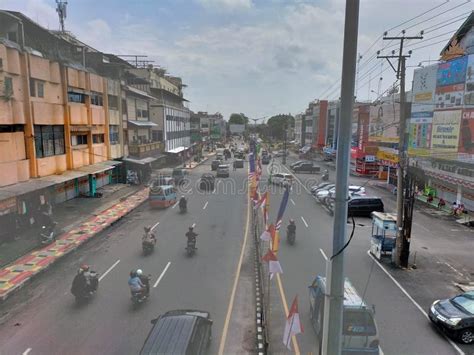 Panorama Traffic Road A Big City In Lampung City Editorial Photo