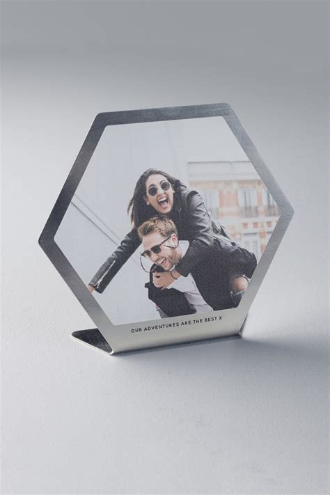 Buy Personalised Photo Upload Brushed Metal Hexagon Picture Frame By