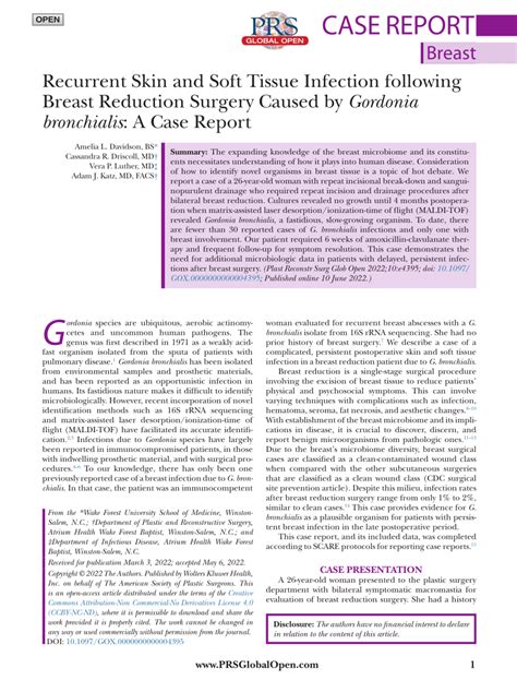 Pdf Recurrent Skin And Soft Tissue Infection Following Breast