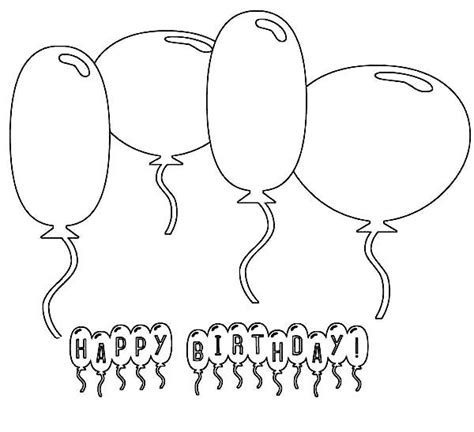 Various Type Of Happy Birthday Balloon Coloring Page Coloring Sky
