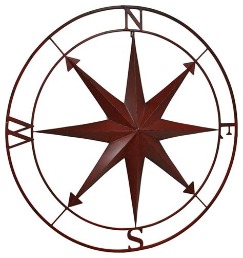 Compass Rose Lightly Distressed Metal Wall Hanging Southwestern