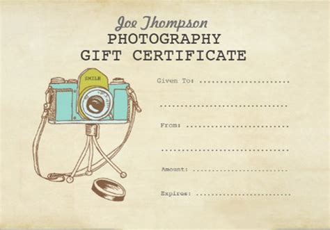 Printable Downloadable Photography T Certificate Template Free