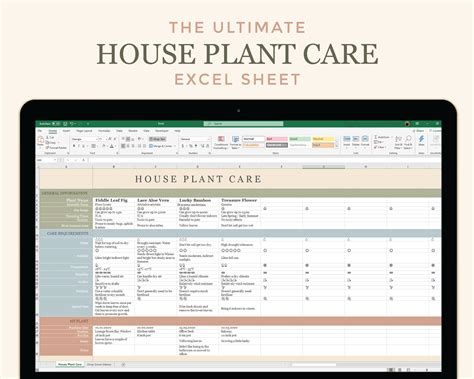 House Plant Care Excel Spreadsheet Digital Download Etsy