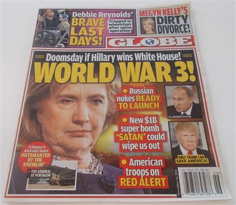 globe november 14 2016 supermarket tabloid newspaper newsprint magazine front cover