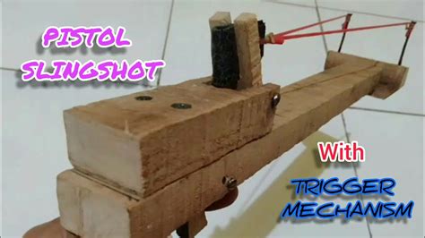 Homemade Pistol Slingshot With Simple Trigger Mechanism Youtube