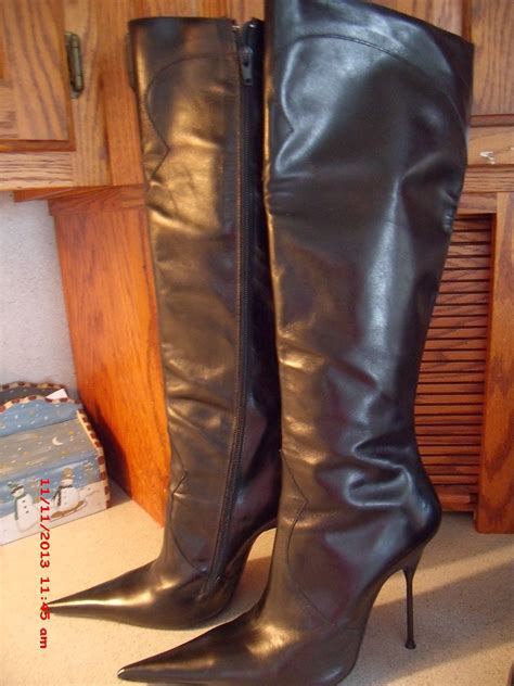 Ebay Leather Sexy Italian Black Leather Stiletto Heeled Boots Sell Well