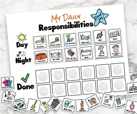 Daily Responsibilities Chart Chore Chart Kids Chores Daily Etsy