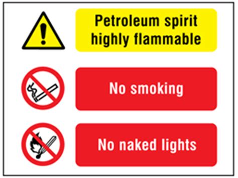 Petroleum Spirit Highly Flammable No Smoking No Naked Lights Safety