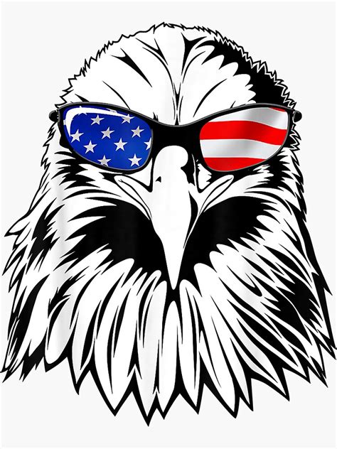 Eagle Sunglasses 4th Of July T Shirt American Flag Men Women Sticker