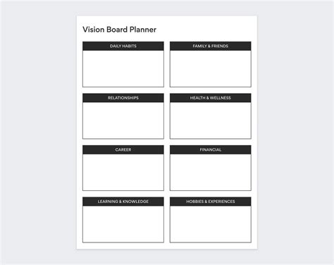 Vision Board Planner Printable Template For Journal Etsy