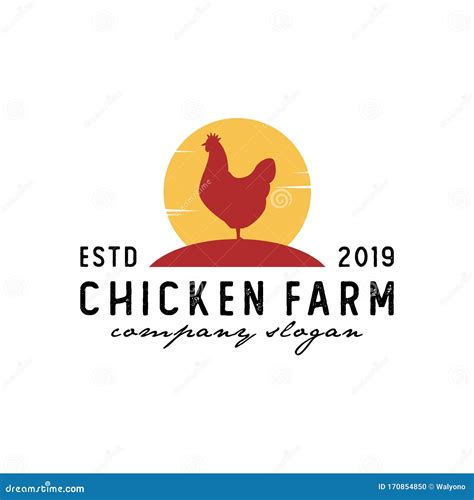 Vintage Chicken Farm Logo Design Illustration Vector Stock Vector