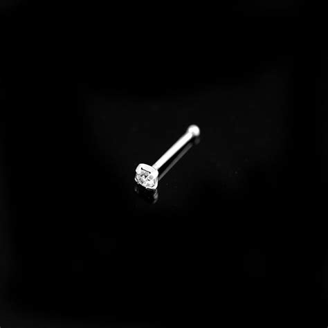 Cz Gemstone Nose Stud Sterling Silver Nose Ring Nose Bone Etsy Uk