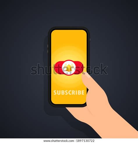 Subscribe Button Template Notification Bell On Stock Vector Royalty