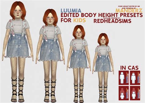 Edited Body Height Presets For Kids Custom Rig Sims 4 Teen Sims