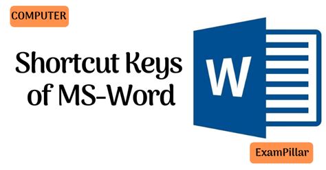 माइक्रोसॉफ्ट वर्ड की शॉर्टकट कीज Shortcut Keys Of Ms Word Theexampillar