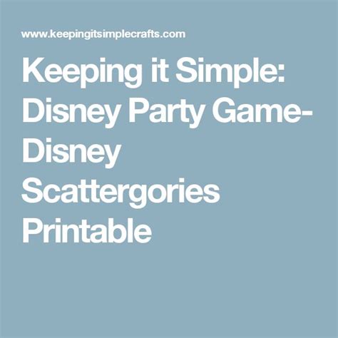 Disney Party Game Disney Scattergories Printable • Keeping It Simple