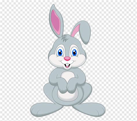 Gray Rabbit Smiling Illustration Easter Bunny Rabbit Cartoon