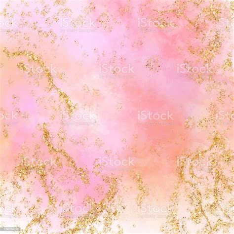 Watercolor Abstract Background With Gold Glitter Brush Strokes Gold