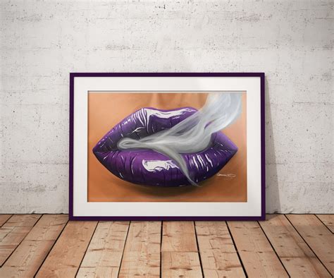 Purple Smoking Lips Print Giovannies Originals