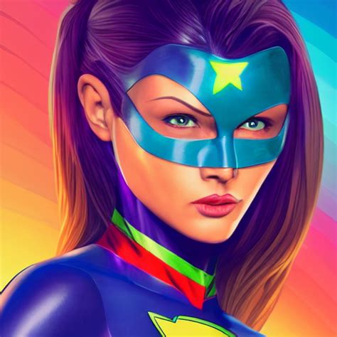 Krea Portrait Of A Superhero Woman With Long Hair Skintight Rainbow