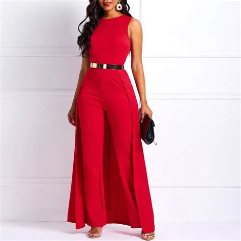 Buy Clocolor Party Jumpsuits For Women 2018 Plain Red