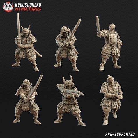 Samurai Swordsmen Resin 3d Printed Miniatures Kyoushuneko Etsy