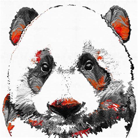 Panda Bear Art Black White Red By Sharon Cummings Painting By