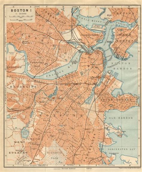 Boston Town City Plan Cambridge Brookline Roxbury Massachusetts 1904
