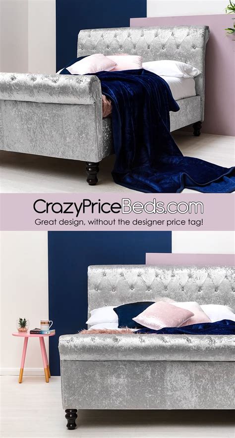 Lambeth Chesterfield Sleigh Grey Velvet Bed Frame King Size 5ft Velvet Bed Frame Upholstered