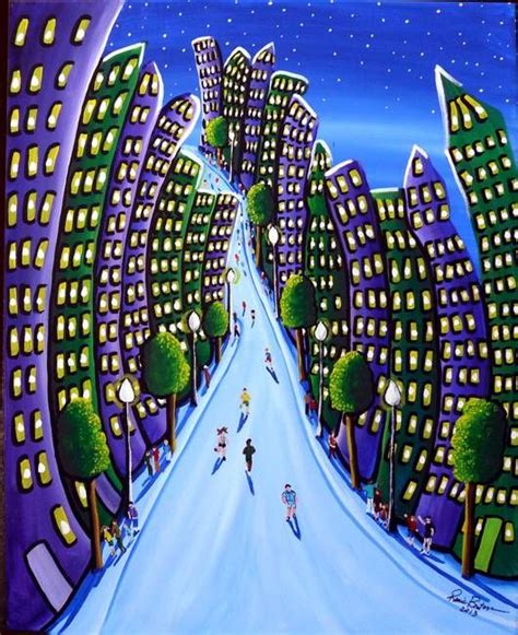 Emerald And Purple City By Renie Britenbucher Purple City City Art