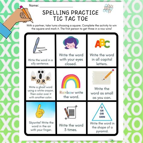Spelling Practice Tic Tac Toe Literacy Learn