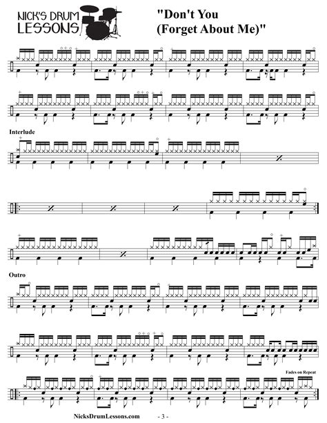 Dont You Forget About Me Simple Minds Drum Sheet Music Nicks