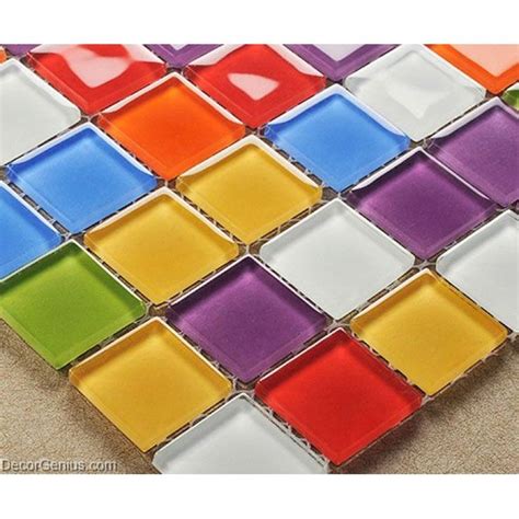 Rainbow Color Candy 25x25 Mosaic Tiles Home Natural Design Mirror Tile